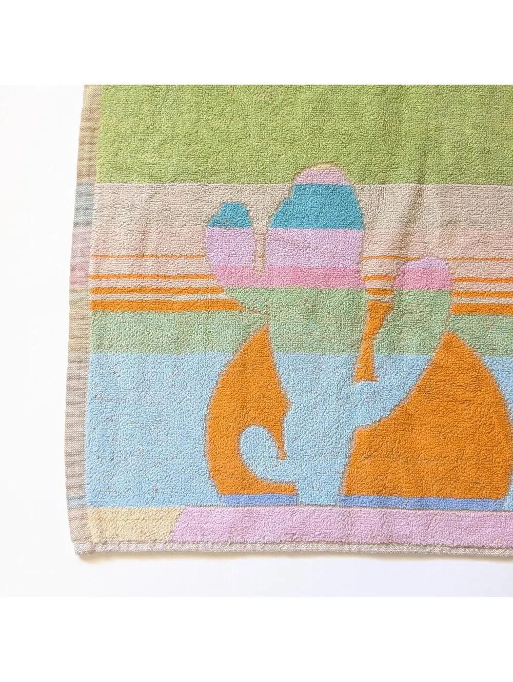 Vintage Beach Towel with Pastel Southwestern Design